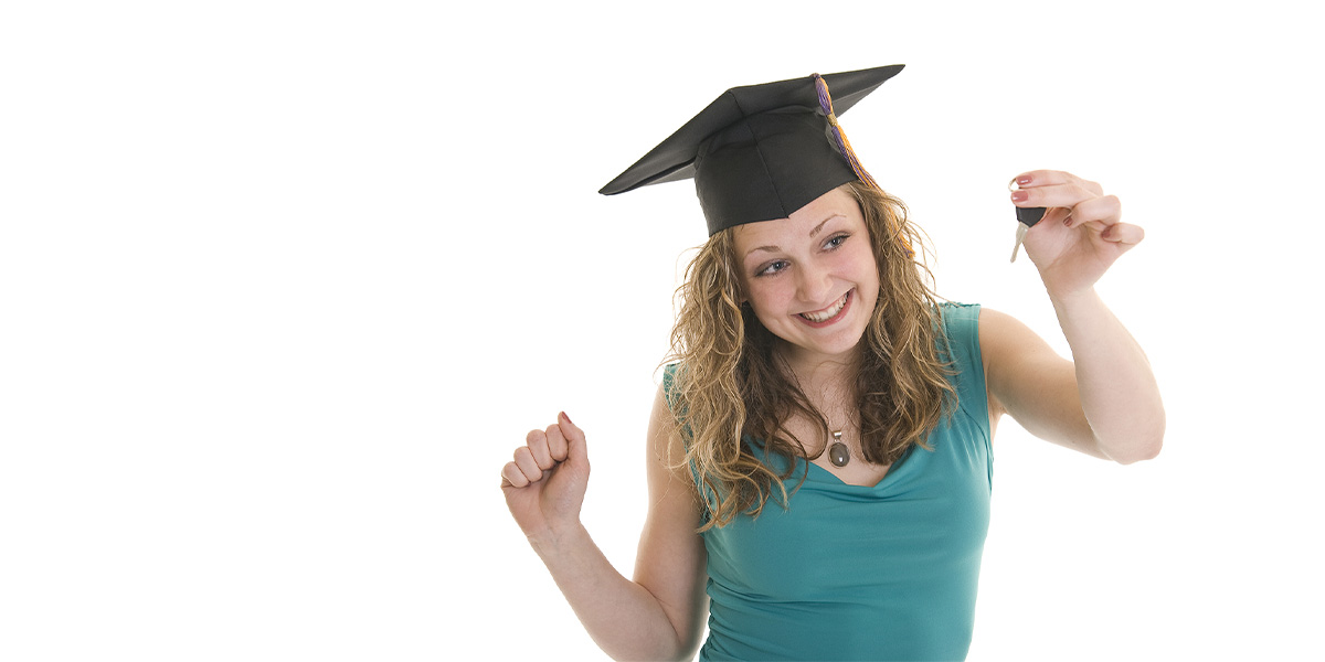 Graduate holding car keys