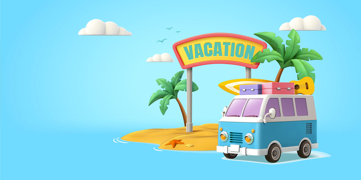 Vacation van at the beach illustration