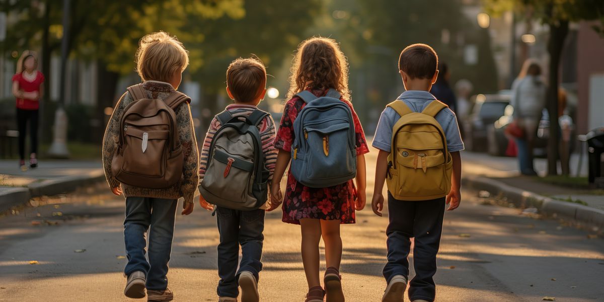 students lined up for back to school