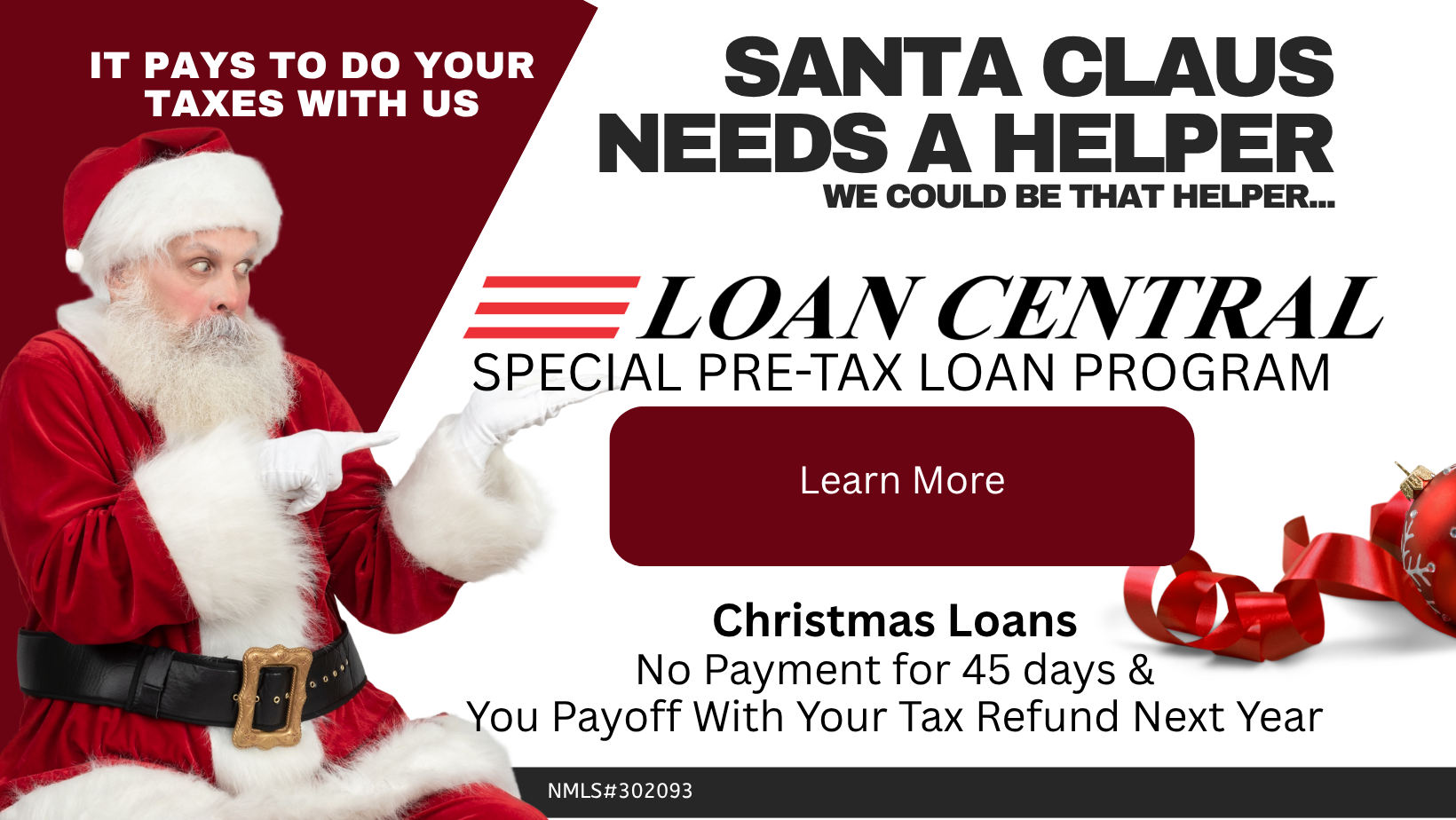 Special Pre-Tax Loan Program call or text us to learn more